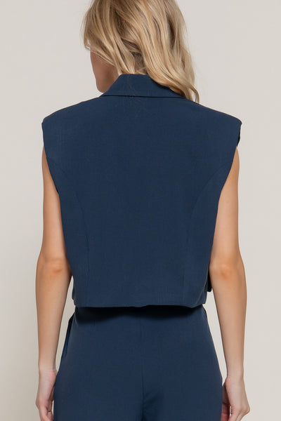 Lapel Collar W/shoulder Pads Vest