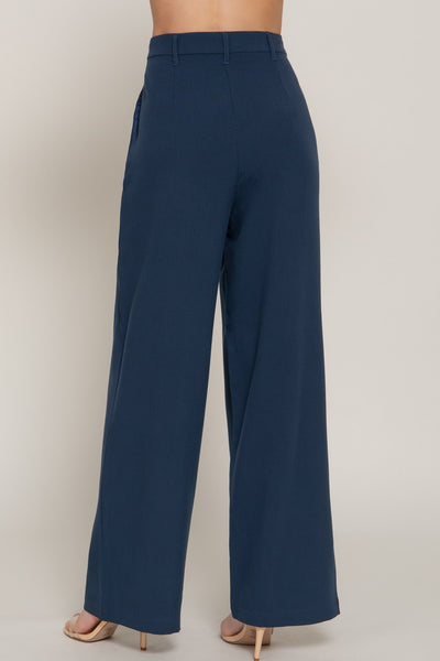 Waist Pleats Wide Leg Long Pants