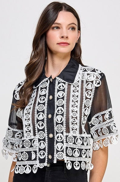 Crochet Button Down Shirt