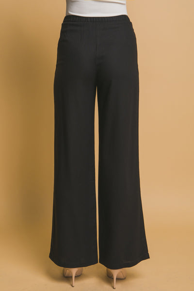 Linen Blend Pleats Wide-leg Pants