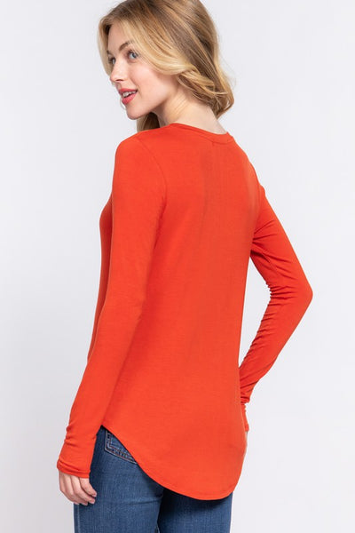 V-Neck Spandex Long Sleeve T-Shirt