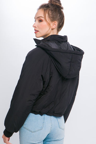 Zip Up Puffer Jacket with Adjustable Waist