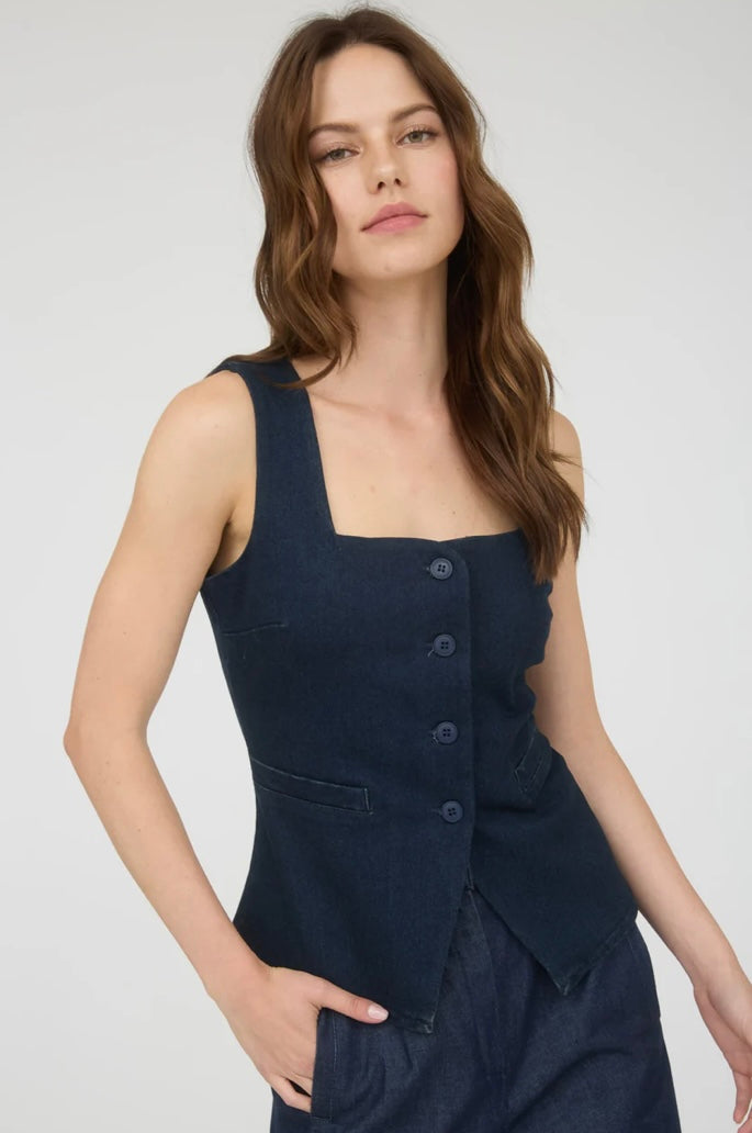 Denim Square Neck Vest Top