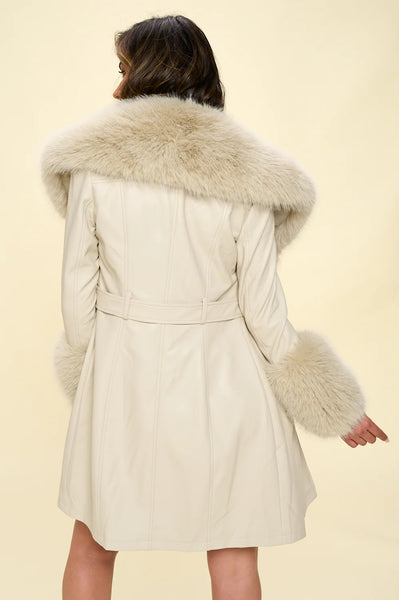 PREMIUM Butter soft Vegan Leather Coat With removable Faux fur
