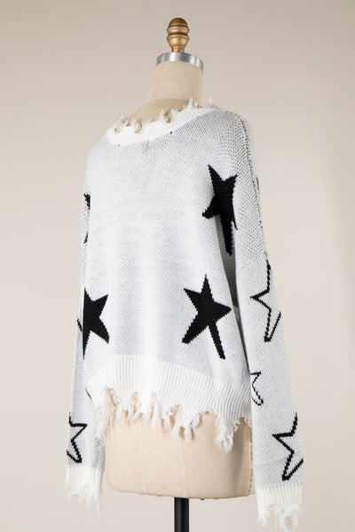 Distressed Star Knit Sweater