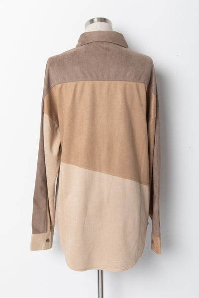 Suede ColorBlock Oversized Shirt