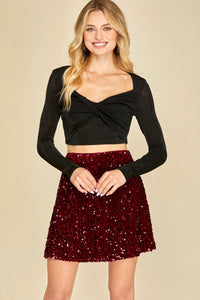 Sequin Velvet Skirt