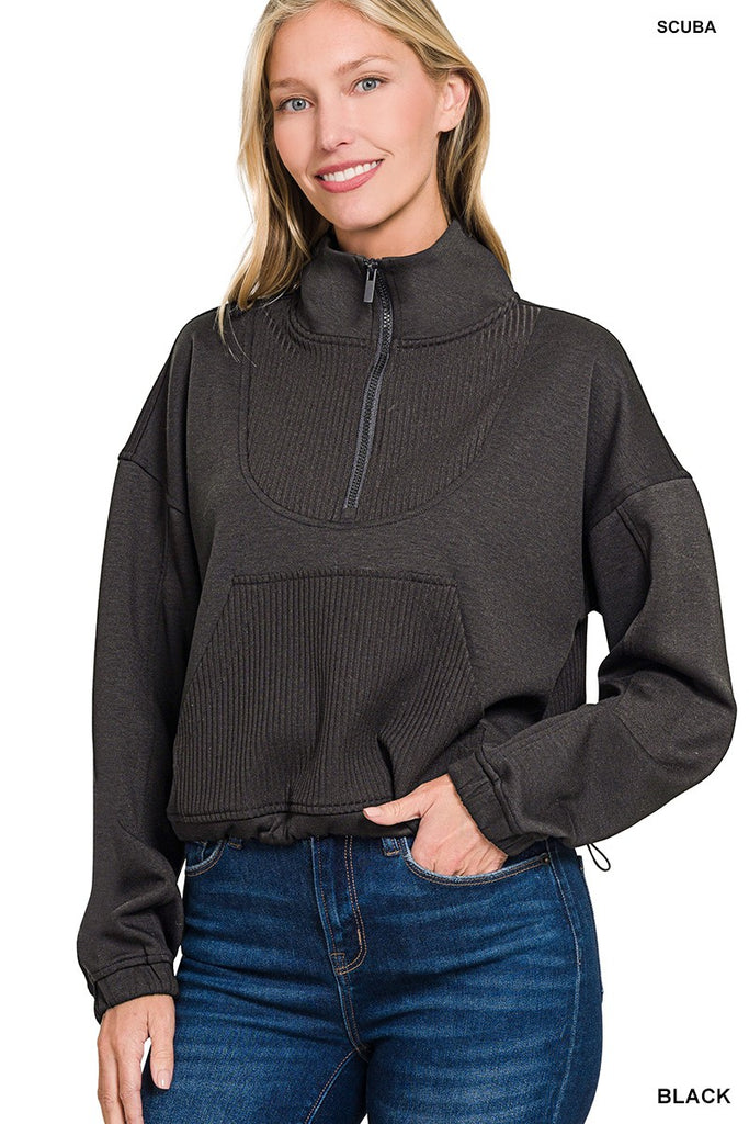 Scuba Half Zip Pullover- Fuchsia