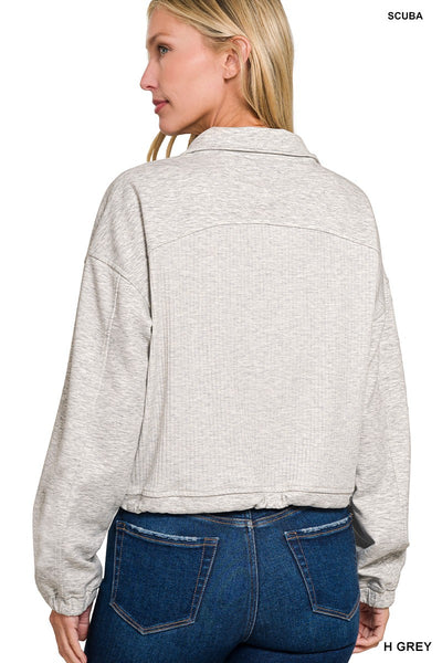 Super Soft Scuba Half Zip Ribbed Detailed Pullover