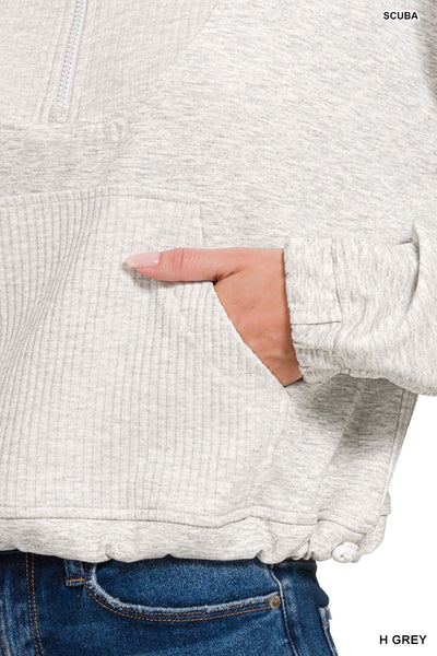 Super Soft Scuba Half Zip Ribbed Detailed Pullover