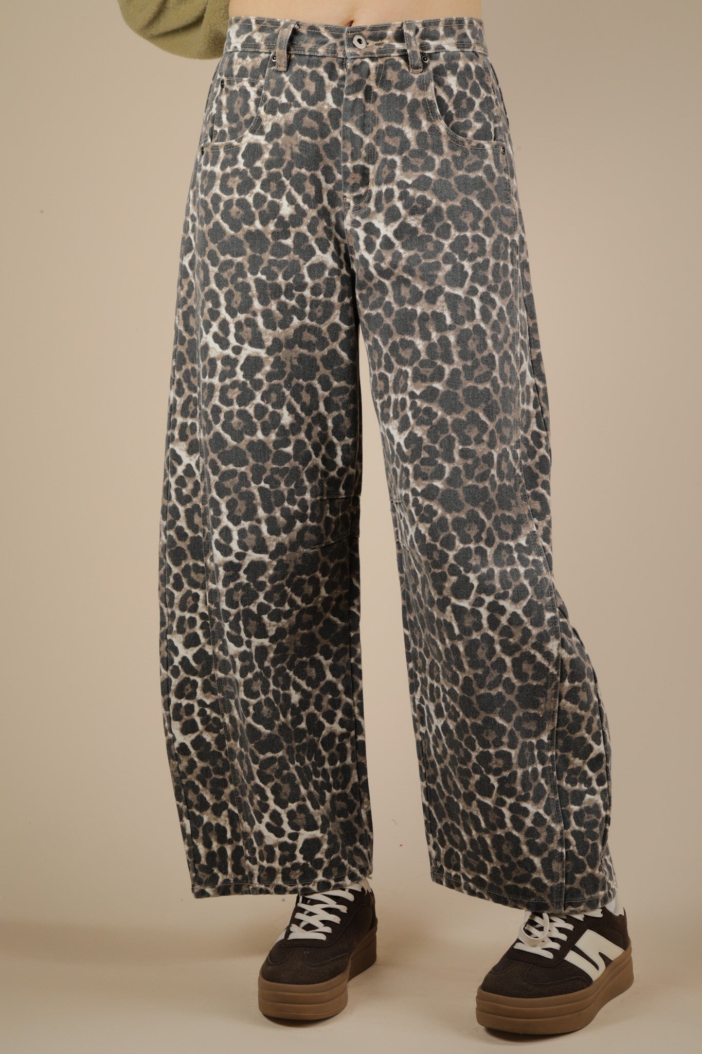 Baggy Barrel Mocha leopard Denim Jeans