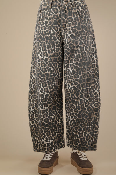 Baggy Barrel Mocha leopard Denim Jeans