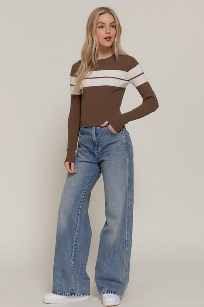 Knit Stripe Long Sleeve Sweater Top