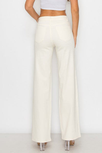 High Waisted Super-Stretch Wide Leg Jeans