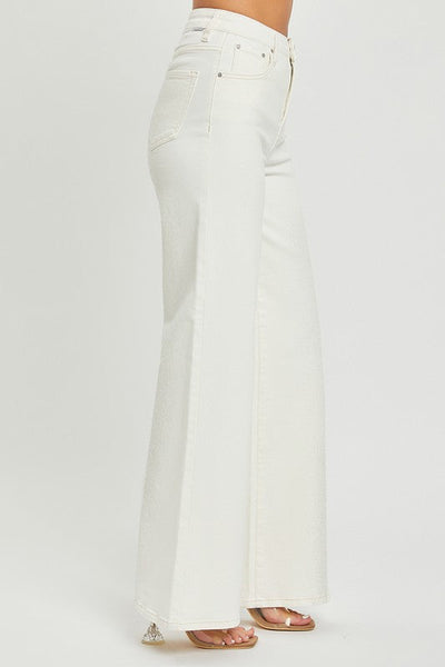 High Waisted Super-Stretch Wide Leg Jeans