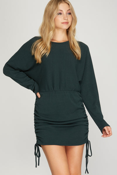 Knit Sweater Sides Ruched Dress