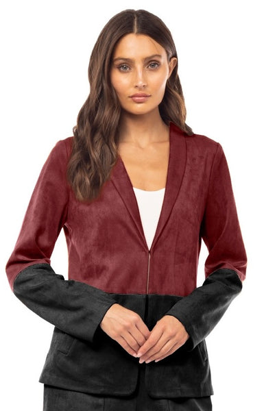 Suede ColorBlock Blazer
