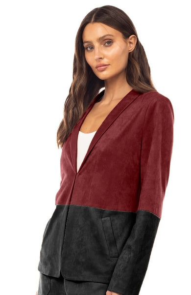 Suede ColorBlock Blazer
