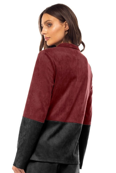 Suede ColorBlock Blazer