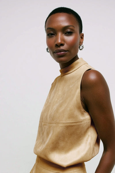 Suede Mock Neck Top