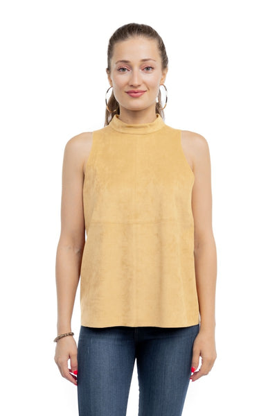 Suede Mock Neck Top