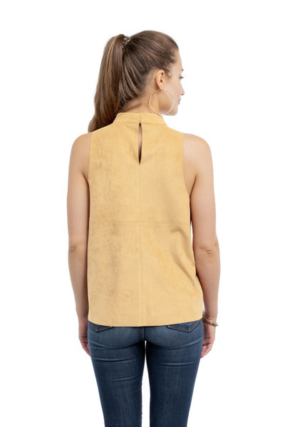 Suede Mock Neck Top