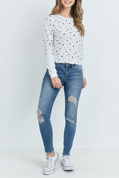 Star Print Long Sleeve TShirt