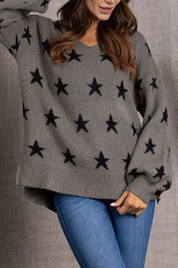 V neck Star Knit OverSized Sweater