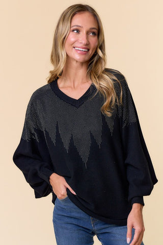 OverSized Rhinestone Dolman Sleeve Sweater