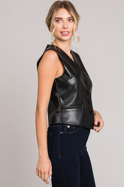 Pleather Tailored Vest