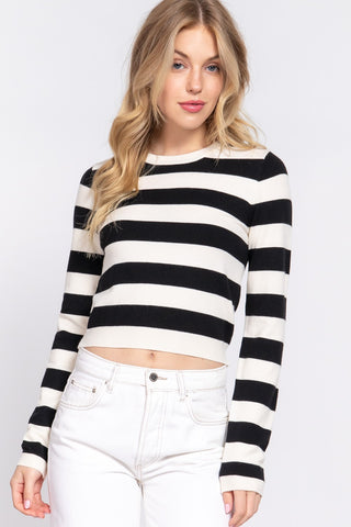 Striped Long Sleeve Knit Sweater