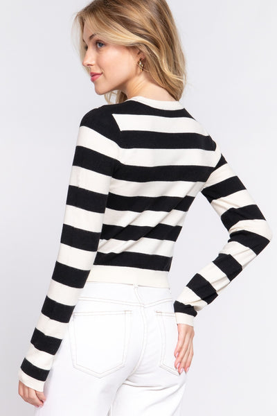 Striped Long Sleeve Knit Sweater