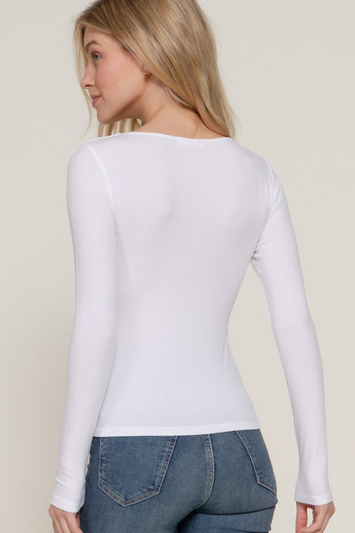 Double Layer Long Sleeve Crew Neck Top