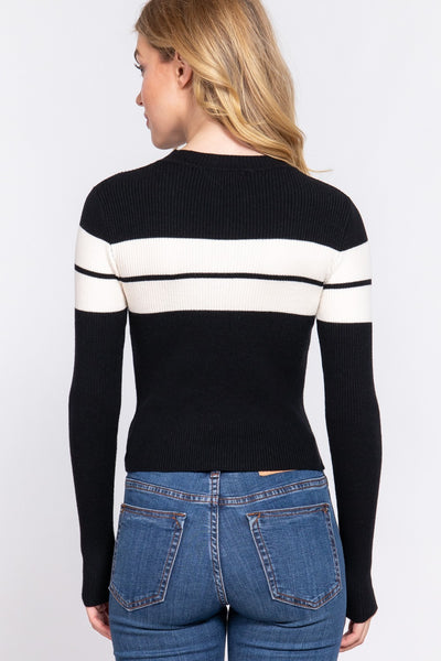 Knit Stripe Long Sleeve Sweater Top