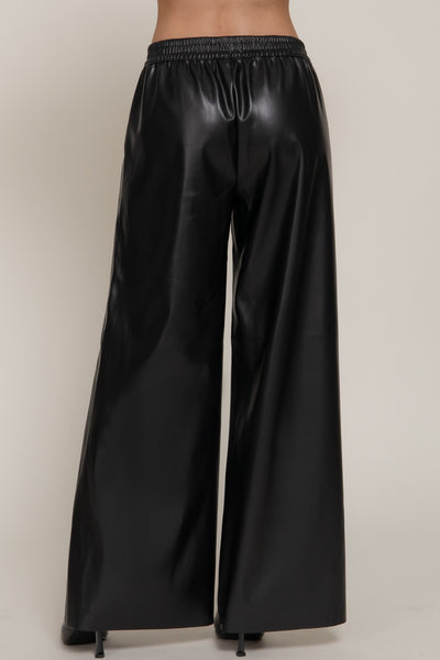 Wideleg Faux Leather Pants
