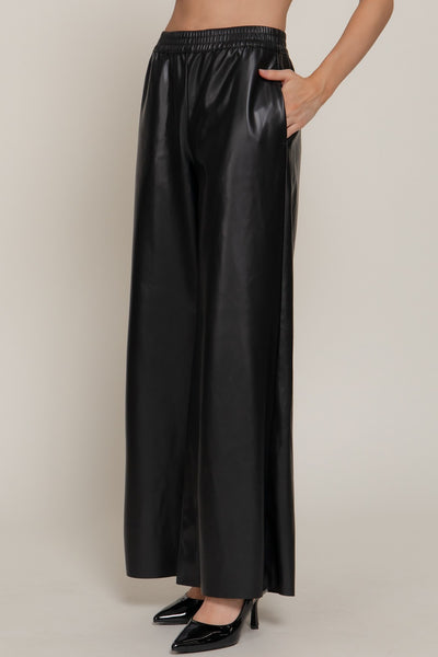 Wideleg Faux Leather Pants