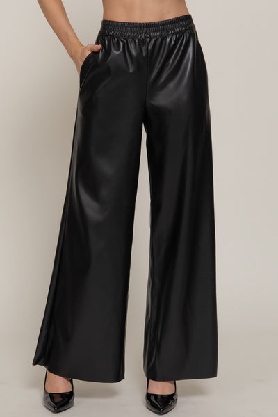 Wideleg Faux Leather Pants