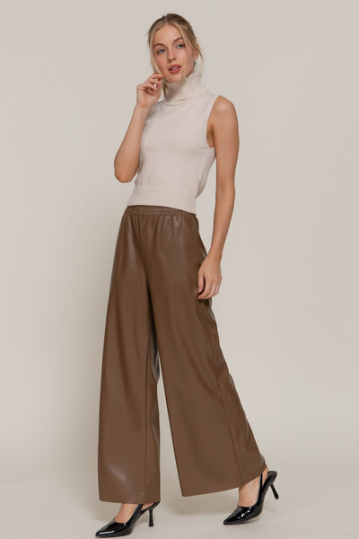 Wideleg Faux Leather Pants