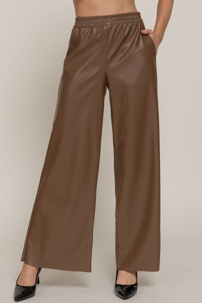 Wideleg Faux Leather Pants