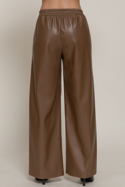 Wideleg Faux Leather Pants
