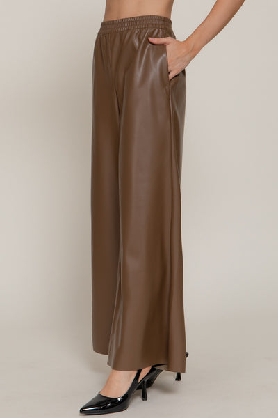 Straight Faux Leather Long Pants