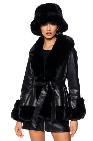 PREMIUM Butter Soft Faux Leather & Fur Coat