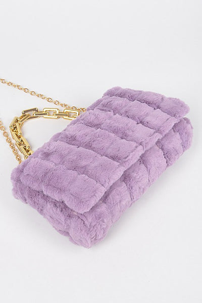 Quilted Faux Fur Chain Bag