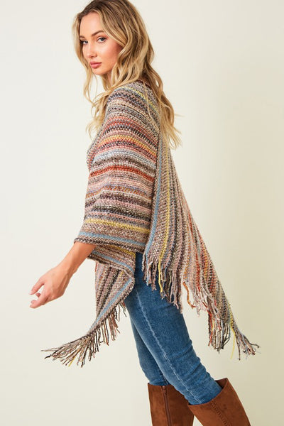 Rainbow Knit Poncho Sweater