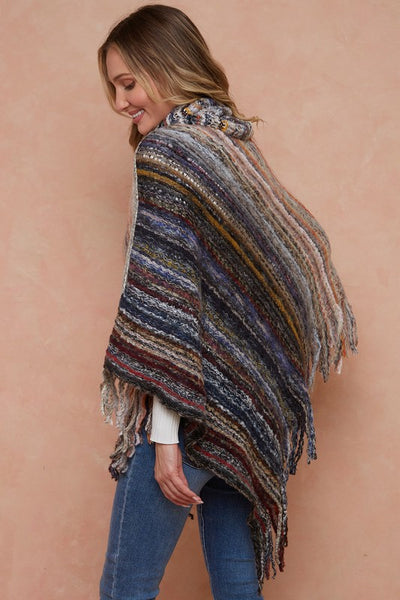 Cowl Neck Knit Poncho Sweater