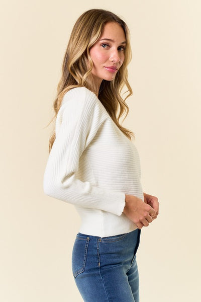 Dolman Sleeve Rib-knit Sweater Top