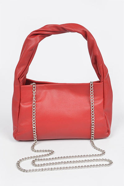 Twisted Faux Leather Chain Clutch