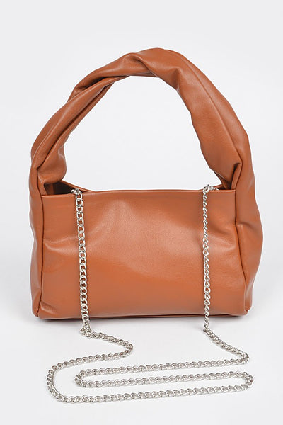 Twisted Faux Leather Chain Clutch
