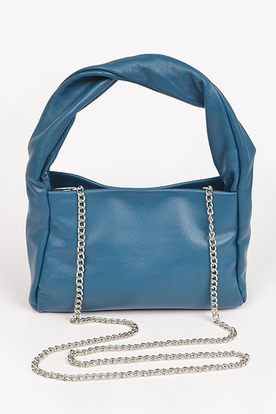 Twisted Faux Leather Chain Clutch