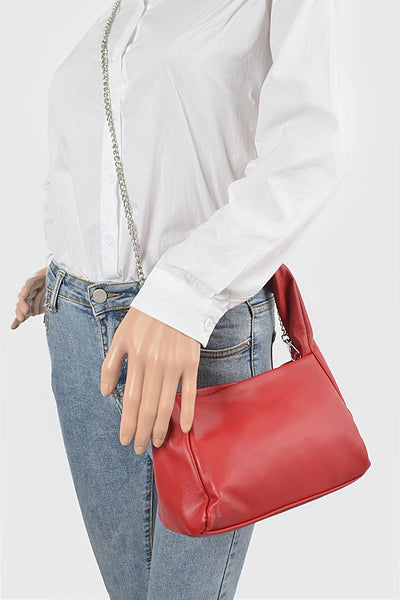 Twisted Faux Leather Chain Clutch